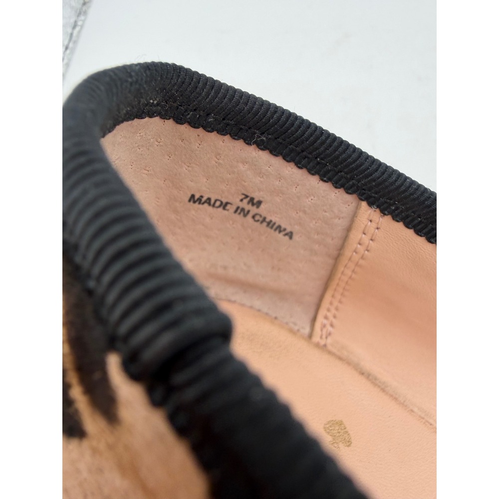 Kate Spade Leopard Print Calf Hair Bow Ballet Flats Gold Logo Medallion 7M - Picture 6 of 7